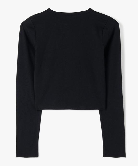 Tee-shirt manches longues coupe courte fille vue3 - GEMO (JUNIOR) - GEMO