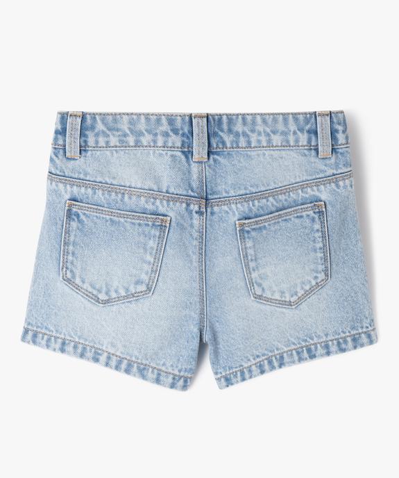 Short en jean délavé à strass brillants fille vue3 - GEMO 4G FILLE - GEMO