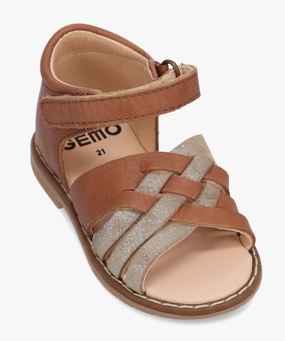 Sandales bébé fille en cuir à brides croisées  vue5 - GEMO(BEBE DEBT) - GEMO