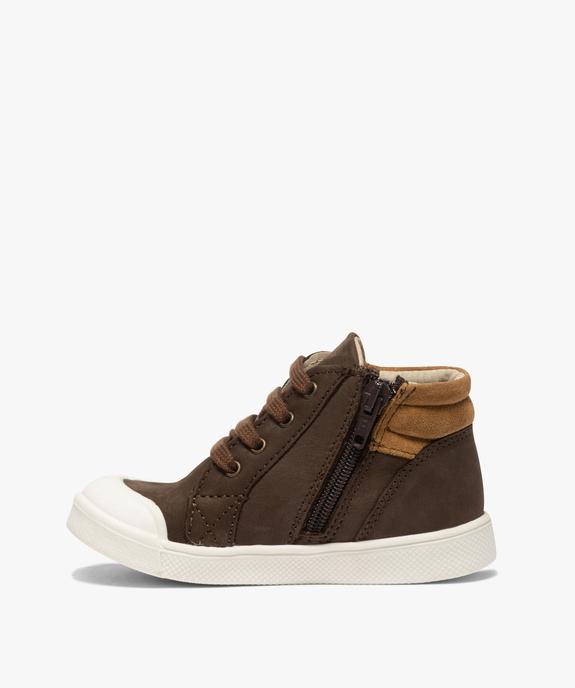 Baskets bébé garçon en cuir fermeture zippée vue3 - GEMO(BEBE DEBT) - GEMO