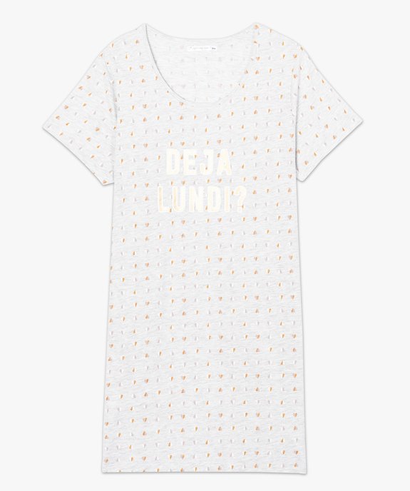 Chemise de nuit à manches courtes avec motifs femme grande taille vue4 - GEMO 4G FEMME - GEMO