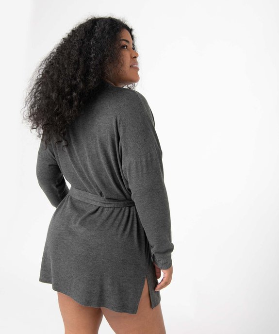 Veste d'intérieur femme grande taille en maille douce avec ceinture à nouer vue3 - GEMO(HOMWR FEM) - GEMO