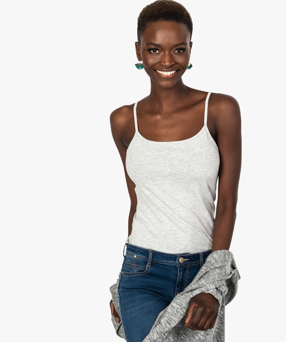 Top en coton stretch  pour femme avec fines bretelles vue1 - GEMO (MAILLE) - GEMO