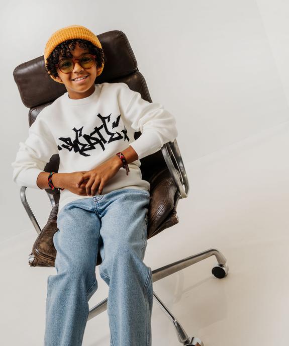 Pull en viscose avec inscription poitrine garçon vue1 - GEMO (JUNIOR) - GEMO