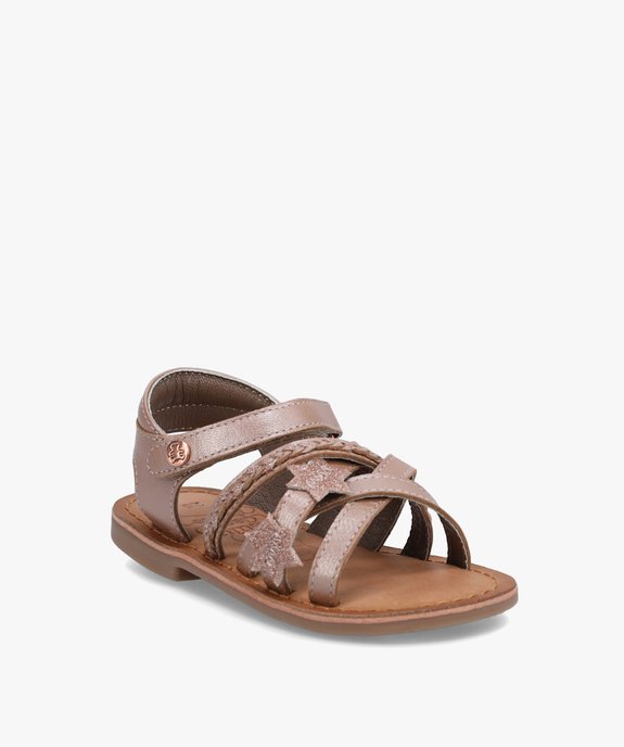 Sandales fille à brides en cuir métallisées – LuluCastagnette vue2 - LULU CASTAGNETT - GEMO