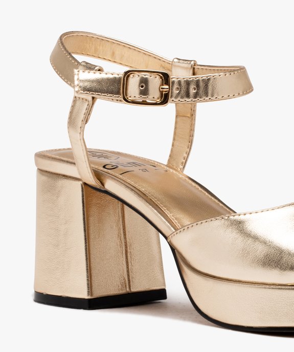 Sandales femme à talon flare métallisées avec bride cheville vue7 - GEMO(URBAIN) - GEMO