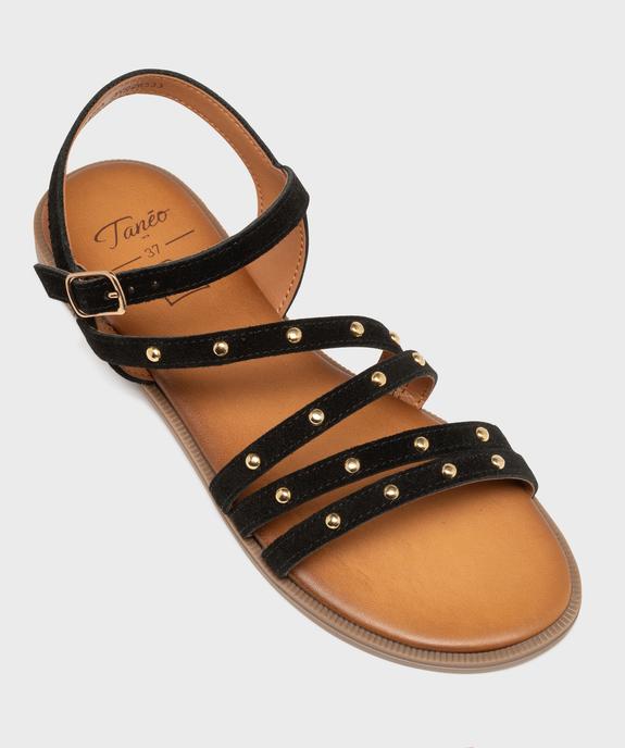 Sandales en cuir plates à brides cloutées femme - Tanéo vue5 - TANEO - GEMO