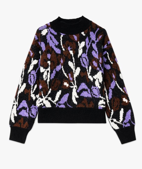 Pull court en jacquard fleuri femme vue4 - GEMO(FEMME PAP) - GEMO
