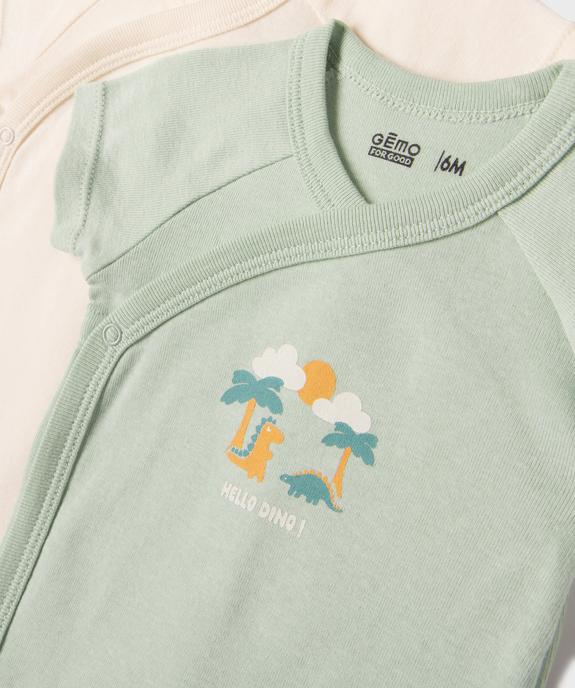 Body à manches courtes et fermeture devant à motifs dinosaures bébé garçon (lot de 3) vue2 - GEMO 4G BEBE - GEMO