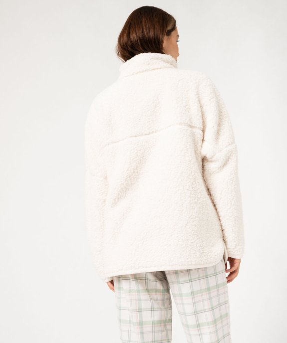 Veste d'intérieur en sherpa forme sweat à col montant zippé femme vue3 - GEMO(HOMWR FEM) - GEMO