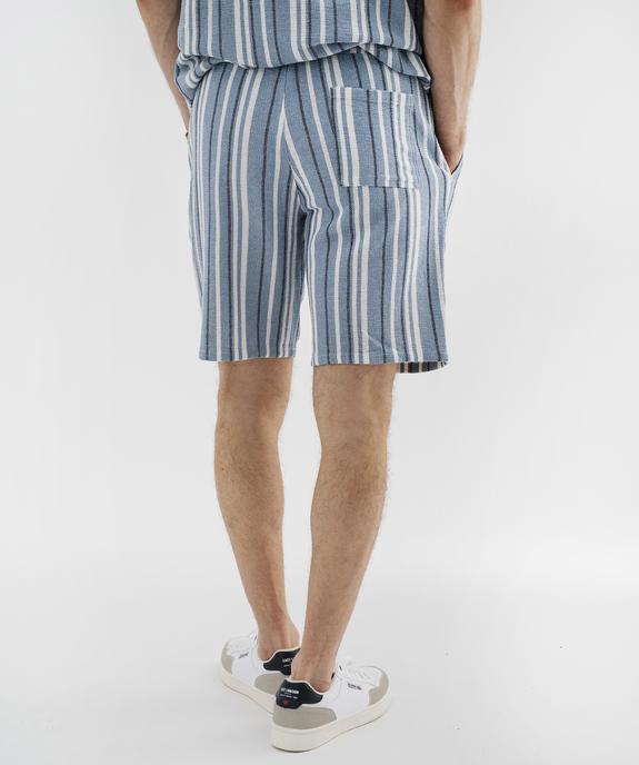 Bermuda rayé en textile de coton tissé homme vue3 - GEMO 4G HOMME - GEMO