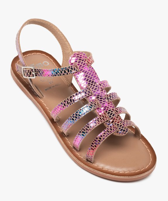 Sandales fille style spartiates multicolores cuir brillant vue5 - GEMO (ENFANT) - GEMO