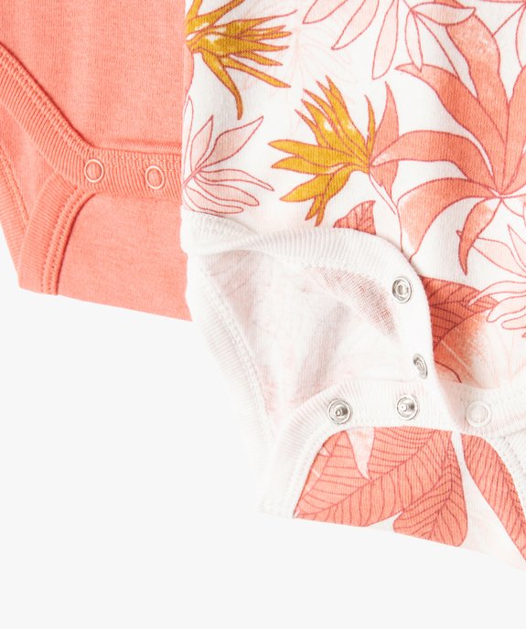 Body bébé fille manches courtes en coton biologique (lot de 5) vue2 - GEMO 4G BEBE - GEMO