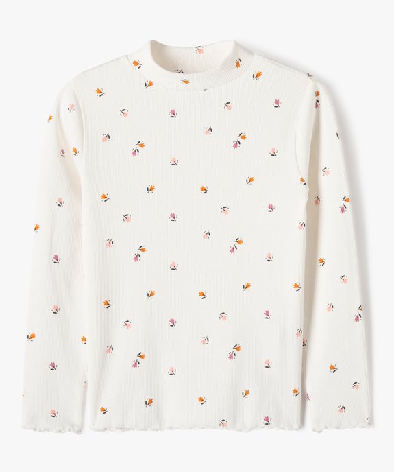 Tee-shirt à manches longues à motifs fleuris fille vue1 - GEMO 4G FILLE - GEMO