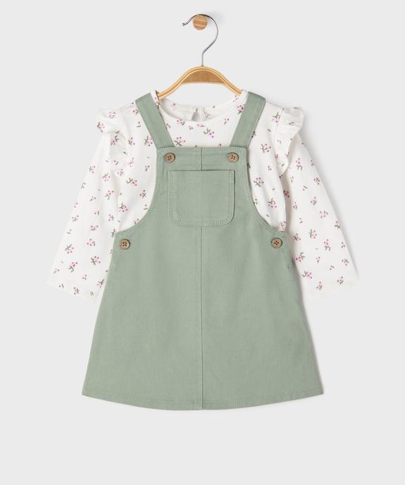 Ensemble 2 pièces bébé fille robe salopette et tee-shirt vue1 - GEMO 4G BEBE - GEMO