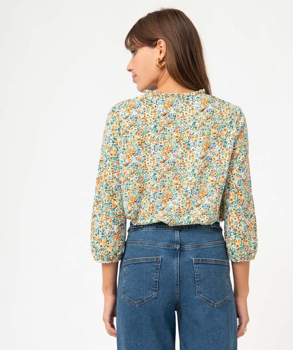 Tee-shirt femme à manches 3/4 avec décolleté en V vue3 - GEMO 4G FEMME - GEMO