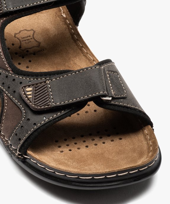 Sandales homme en suédine à brides scratch vue6 - GEMO (CASUAL) - GEMO