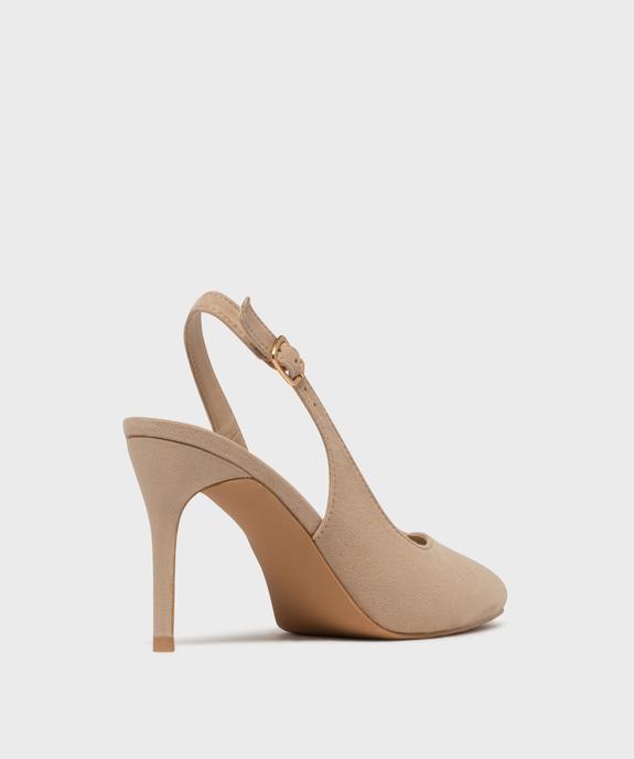 Escarpins slingbacks en suédine à talon aiguille et bout pointu femme - Valentina Baldano vue4 - VALENTINA BALDA - GEMO