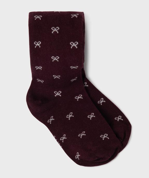 Collant chaud avec motifs noeuds bébé fille vue1 - GEMO 4G BEBE - GEMO