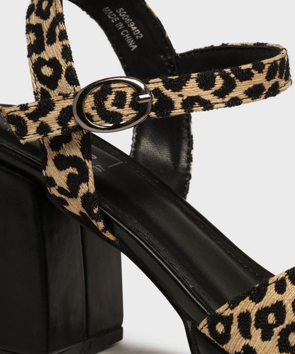 Sandales à talon épais et semelle plateforme imprimé léopard femme  - 5 Miles vue6 - 5 MILES - GEMO