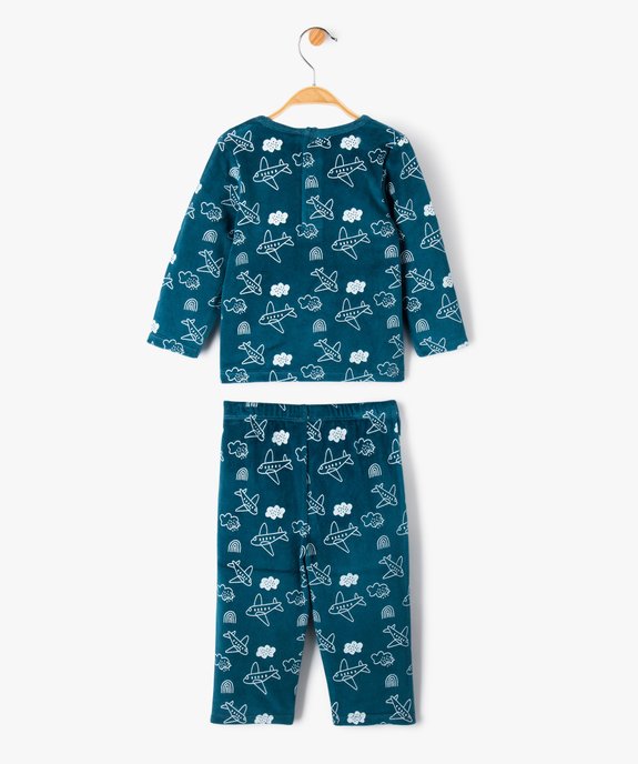 Pyjama 2 pièces en velours imprimé avion bébé vue4 - GEMO(BB COUCHE) - GEMO