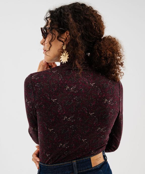 Tee-shirt manches longues et col roulé imprimé femme vue3 - GEMO 4G FEMME - GEMO