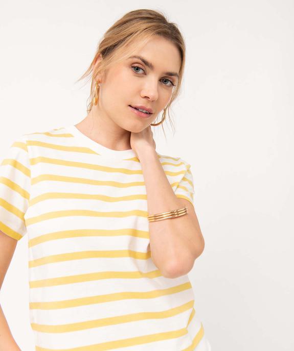 Tee-shirt femme rayé coupe ample et courte vue2 - GEMO(FEMME PAP) - GEMO