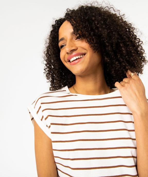 Tee-shirt rayé à manches ultra courtes femme vue3 - GEMO 4G FEMME - GEMO