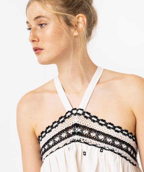 Robe tour de cou avec broderies femme vue2 - GEMO(FEMME PAP) - GEMO