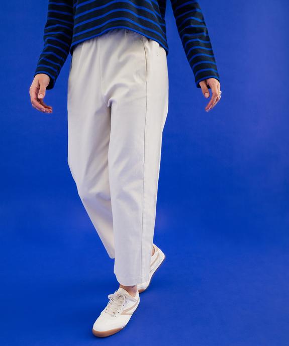 Pantalon barrel en coton stretch à taille élastiquée femme vue2 - GEMO(FEMME PAP) - GEMO