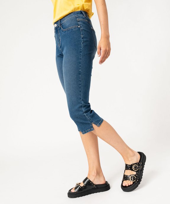 Pantacourt femme en toile denim extensible vue3 - GEMO 4G FEMME - GEMO