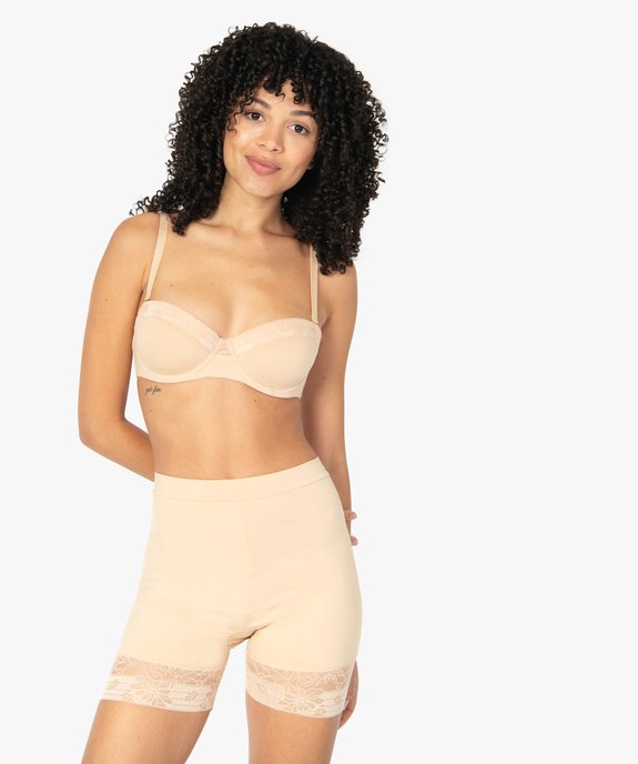 Soutien-gorge balconnet en microfibre et dentelle vue3 - GEMO(HOMWR FEM) - GEMO