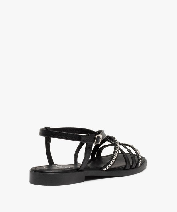 Sandales femme à talon plat et fines brides avec chainette vue4 - GEMO (CASUAL) - GEMO