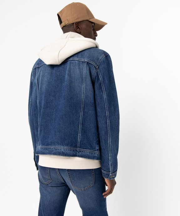 Veste en jean homme coupe droite vue3 - GEMO 4G HOMME - GEMO