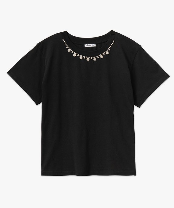 Tee-shirt droit à manches courtes et strass femme vue4 - GEMO(FEMME PAP) - GEMO
