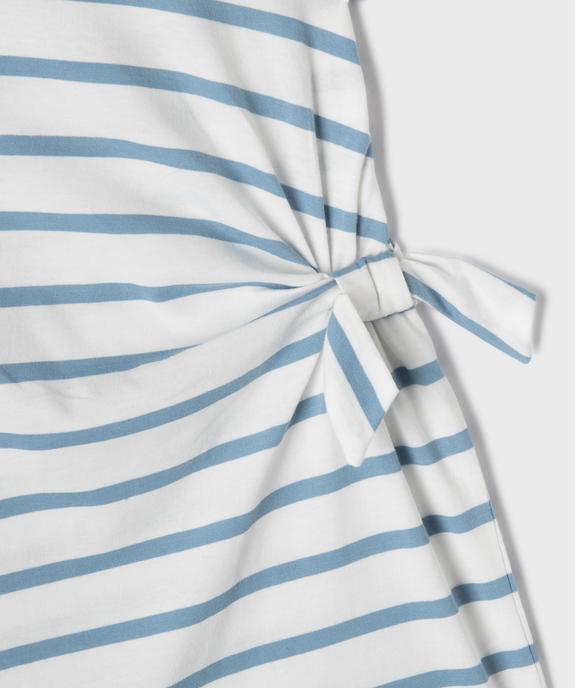 Robe courte en coton avec noeud à la taille fille vue2 - GEMO 4G FILLE - GEMO