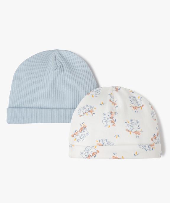 Bonnet naissance en jersey à revers (lot de 2)  vue1 - GEMO(BB COUCHE) - GEMO