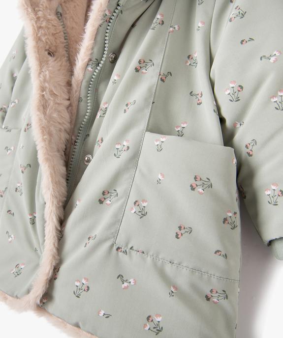 Blouson à capuche doublure fourrure imitation bébé fille vue3 - GEMO 4G BEBE - GEMO