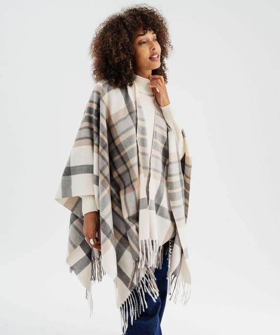 Echarpe poncho à carreaux avec fil métallisé femme vue2 - GEMO (ACCESS) - GEMO