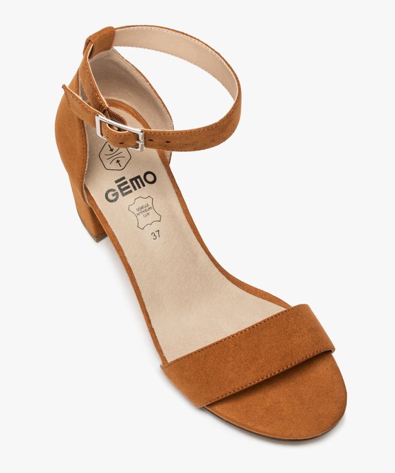 Sandales femme à talon large et bride cheville dessus suédine vue5 - GEMO(URBAIN) - GEMO