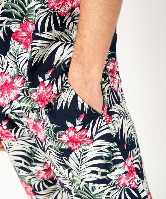 Bermuda en toile à motif fleuri homme vue2 - GEMO (HOMME) - GEMO
