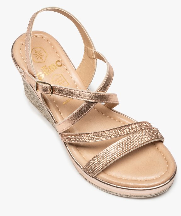 Sandales femme à talon compensé et strass vue5 - GEMO(URBAIN) - GEMO