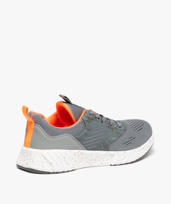Baskets homme running légères en mesh à détails fluo vue4 - GEMO (SPORTSWR) - GEMO