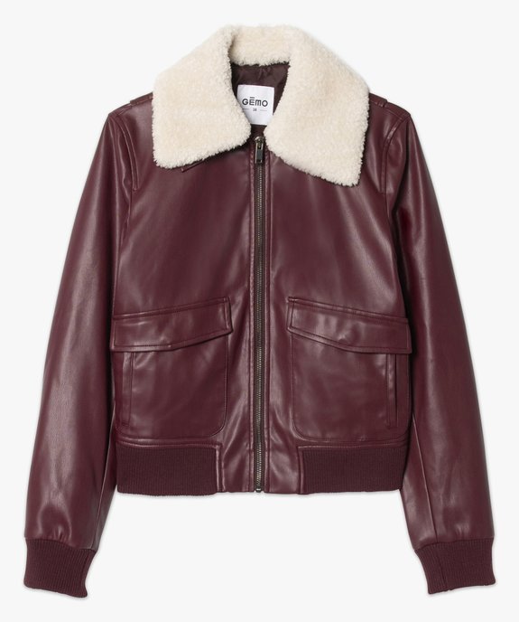 Blouson femme aviateur avec col fourrure imitation amovible vue4 - GEMO(FEMME PAP) - GEMO