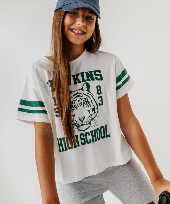 Tee-shirt manches courtes loose et court imprimé fille - Stranger Things  vue1 - STRANGER THINGS - GEMO