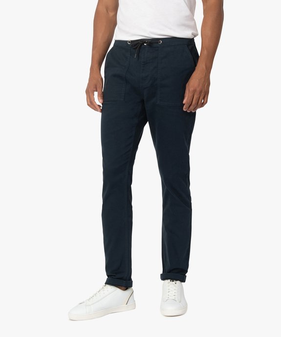 Pantalon homme en toile avec taille élastiquée vue1 - GEMO (HOMME) - GEMO