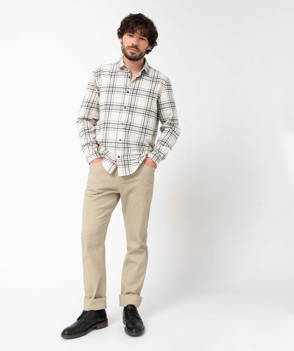 Chemise homme à manches longues et carreaux en flanelle vue5 - GEMO (HOMME) - GEMO
