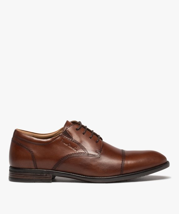 Derbies homme unis en cuir avec élastique d'aisance et à lacets ronds - Pierre Cardin vue1 - PIERRE CARDIN D - GEMO