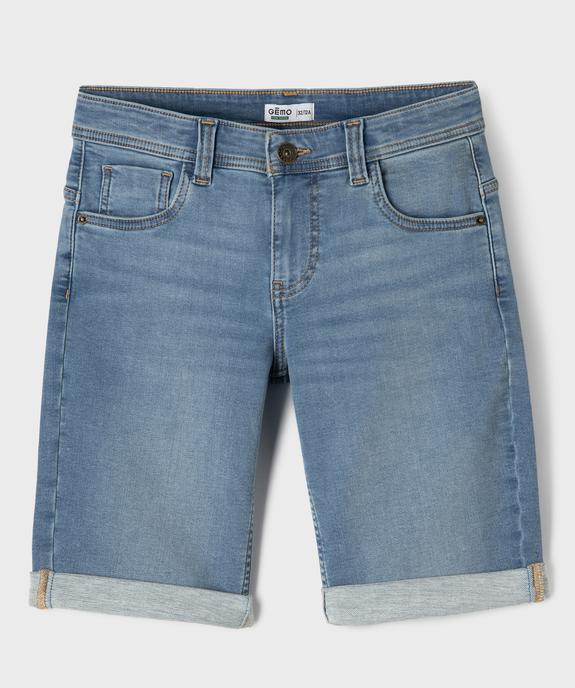 Bermuda en jean coupe slim avec revers garçon vue1 - GEMO 4G GARCON - GEMO