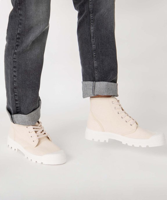 Baskets homme montantes en toile et semelle crantée vue1 - GEMO (CASUAL) - GEMO